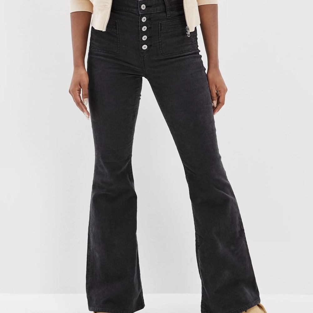 American Eagle Outfitters Charcoal Flare stretch Jeans - Picture 1 of 11